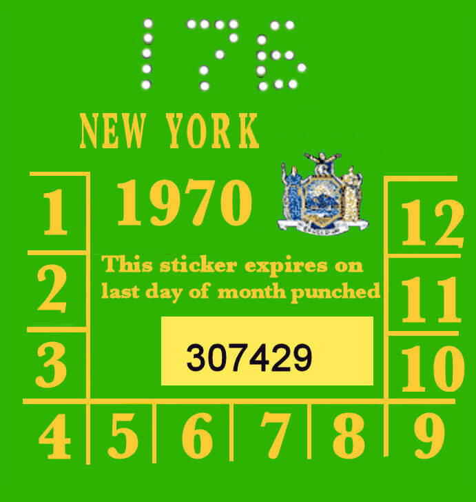 (image for) 1970 New York INSPECTION Sticker
